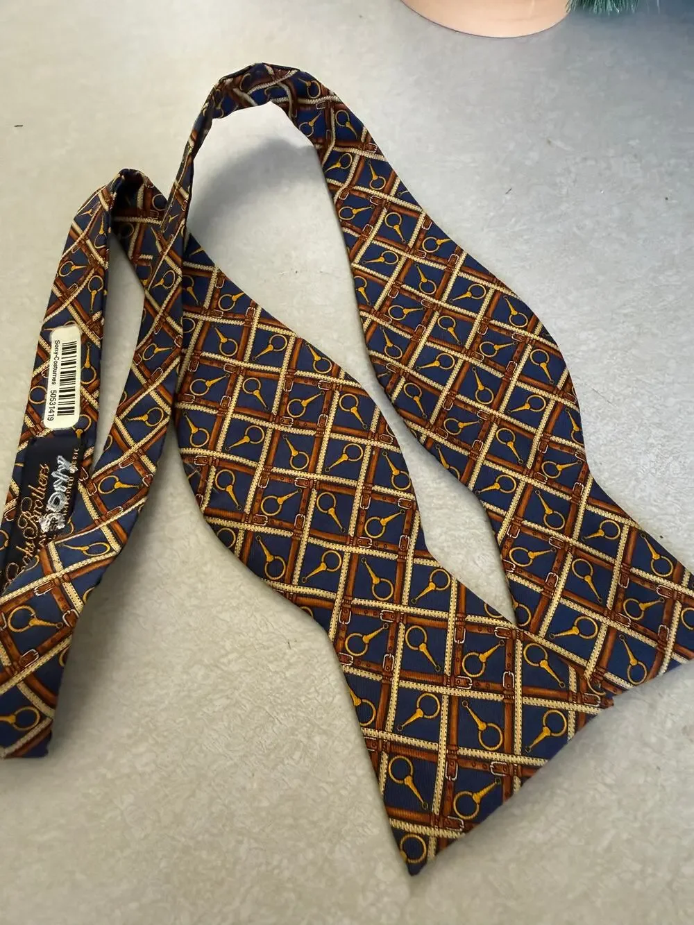 Vintage Brooks Brothers Geometric Silk Bow Tie Adjustable